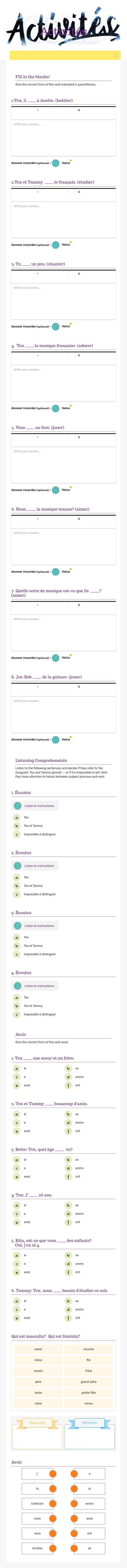 Activités worksheet preview image