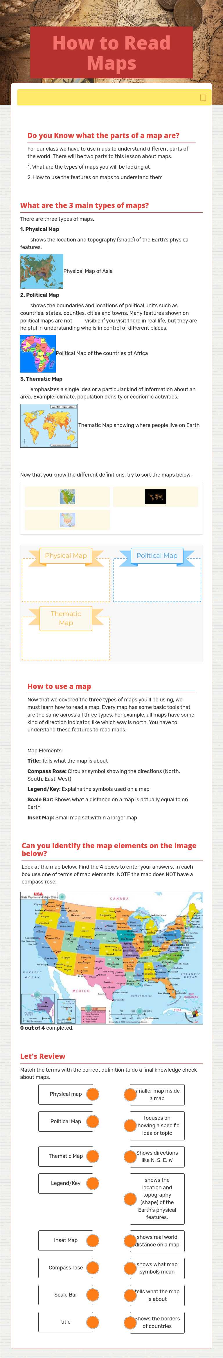 How to Read Maps worksheet preview image