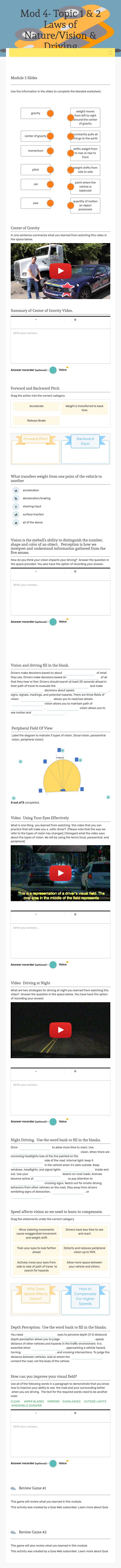 Mod 4- Topic 1 & 2 
Laws of Nature/Vision & Driving worksheet preview image