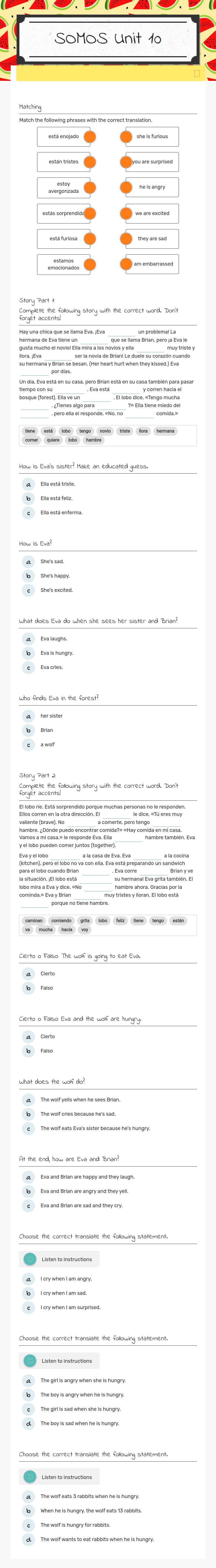 SOMOS Unit 10 worksheet preview image