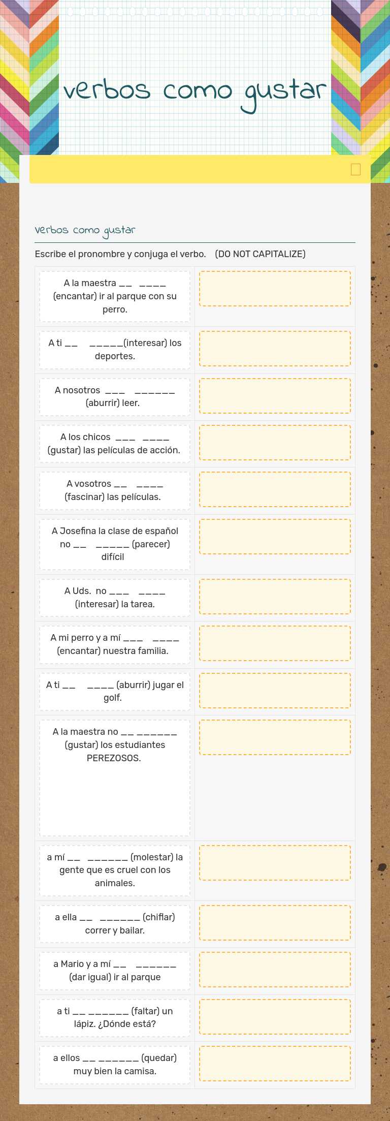 Me encanta escribir en español: El verbo GUSTAR, image size:768x2206