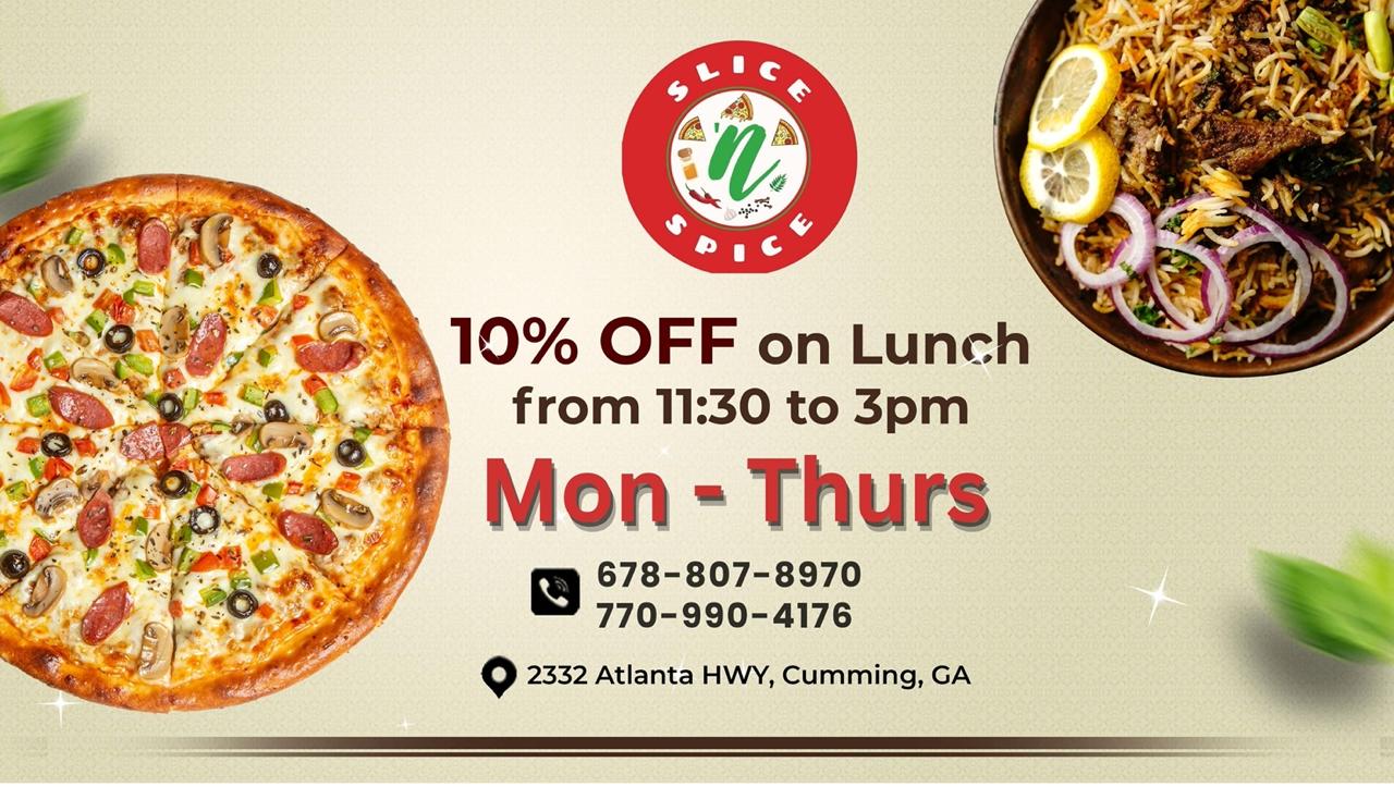 10% OFF on Total Lunch Bill at Slice n Spice