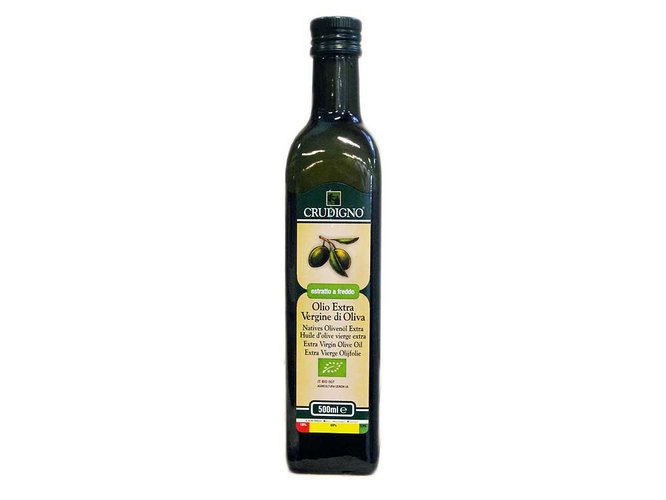 Olivenolje, extra virgin, kaldpresset, 0,5 l, økologisk, Crudigno
