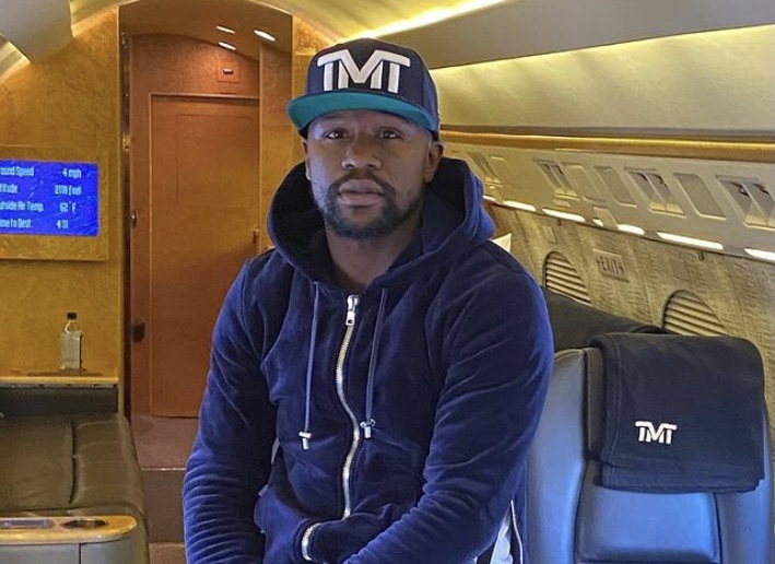 Mayweather on his private jet.