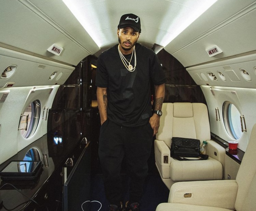 Trey on his private jet after leaving Kansas City last month.