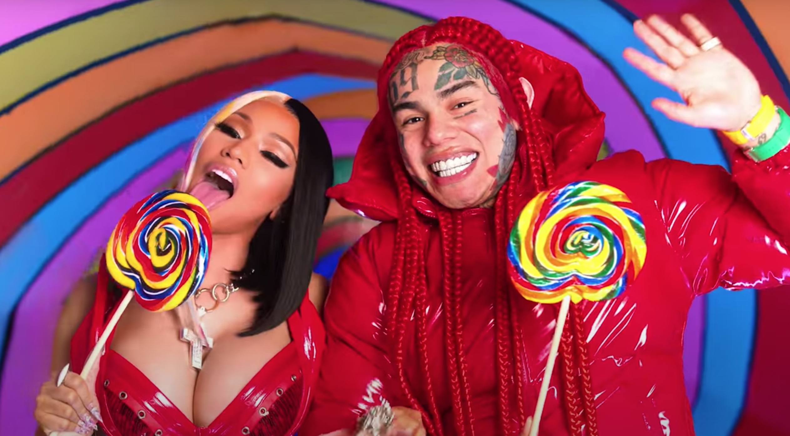 6ix9ine in the visuals for his chart-topping single with Nicki Minaj.