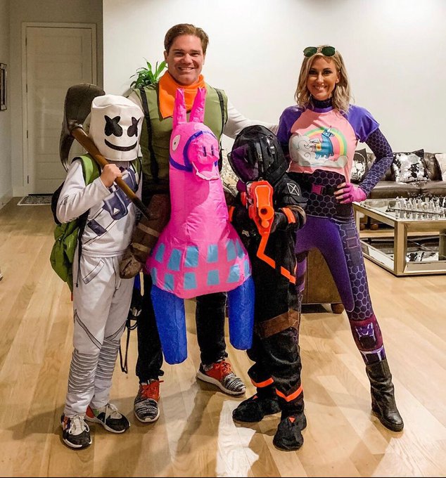 Stephanie Hollman and family dress up as Fortnite characters for Halloween.