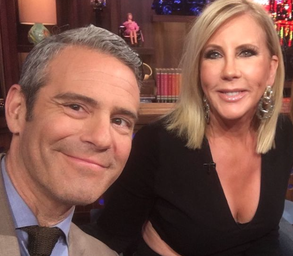 Vicki Gunvalson visits Andy Cohen on the set of 'Watch What Happens Live.'