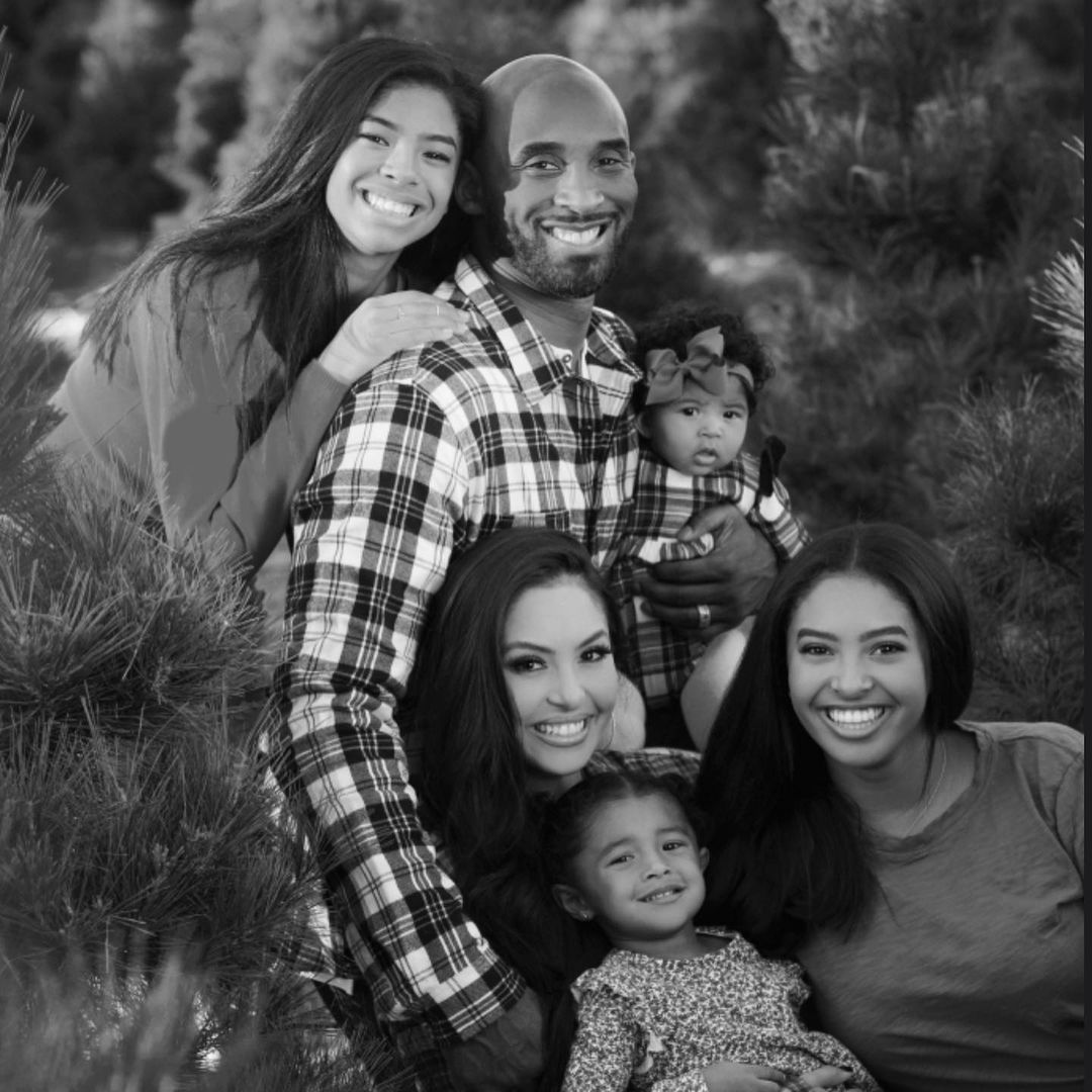 A family photo showing members of the Bryant family, including late Kobe and Gigi Bryant.