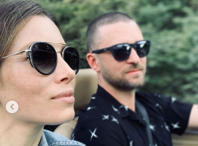 Justin Timberlake and wife with sunglasses