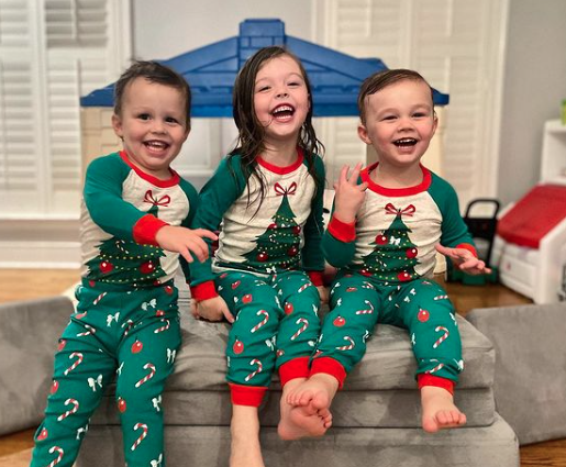 Meghan King Edmonds' kids wear matching pajamas.