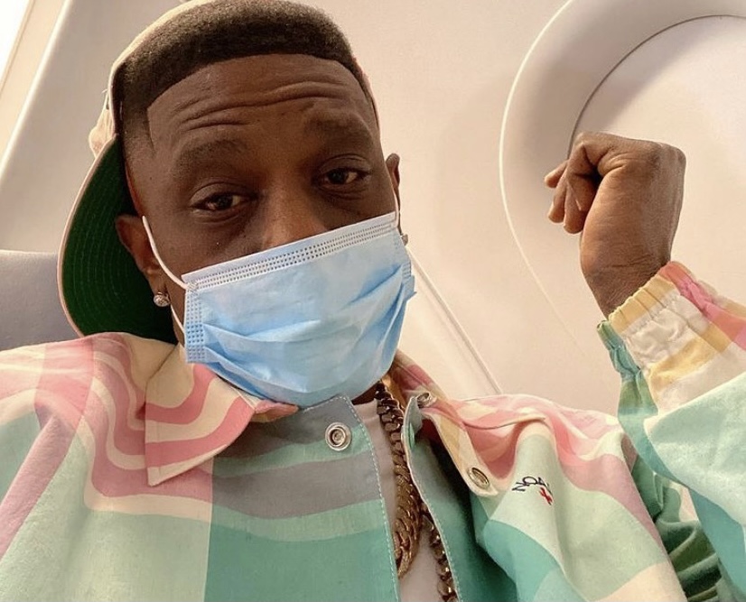 Boosie on a flight.