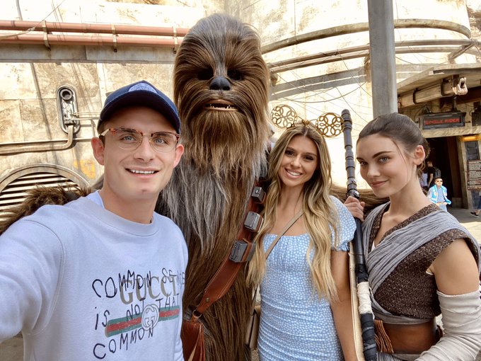 James Kennedy visits the Star Wars exhibit at a theme park with Raquel Leviss.