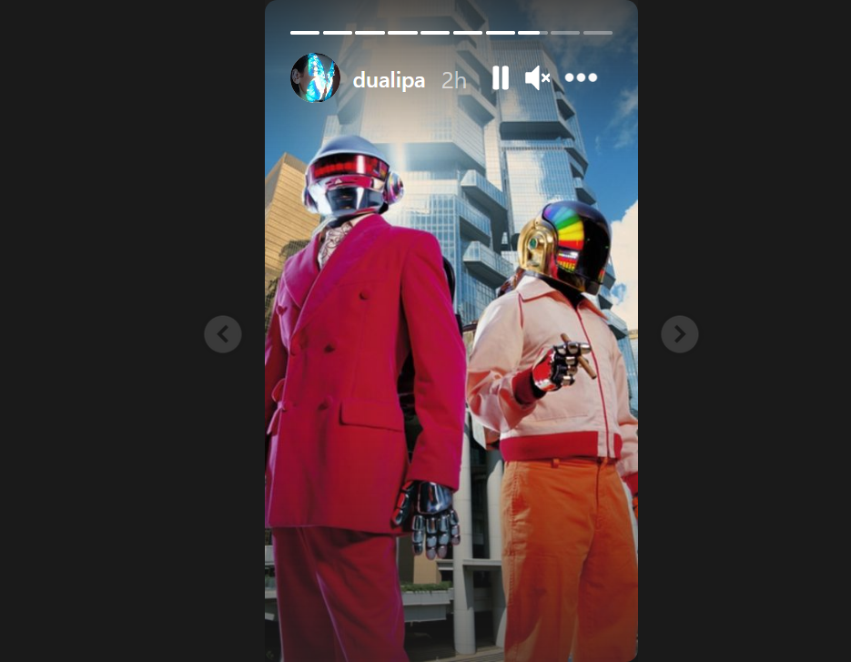 Dua Lipa post about Daft Punk