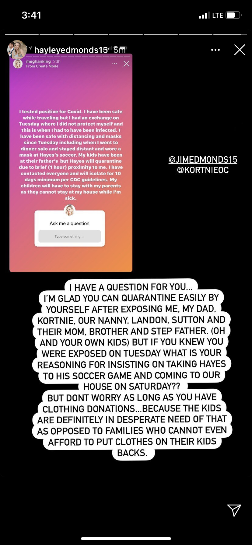 Hayley Edmonds calls out Meghan King Edmonds on her Instagram Stories.