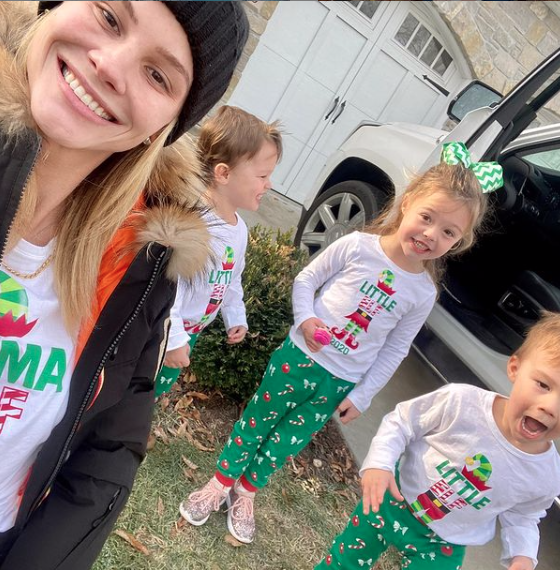 Meghan King Edmonds wears matching shirts with her kids.