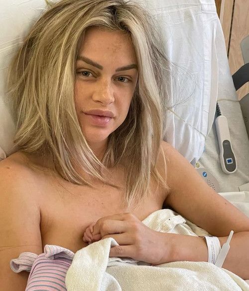 Lala Kent is seen after giving birth to daughter Ocean.