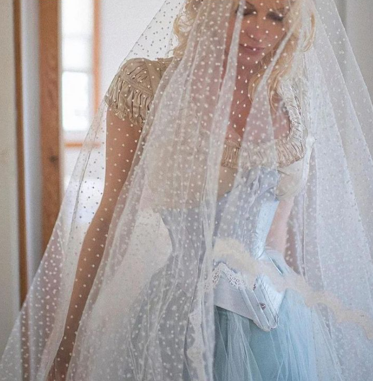 Pamela Anderson made for a beautiful bride in lace