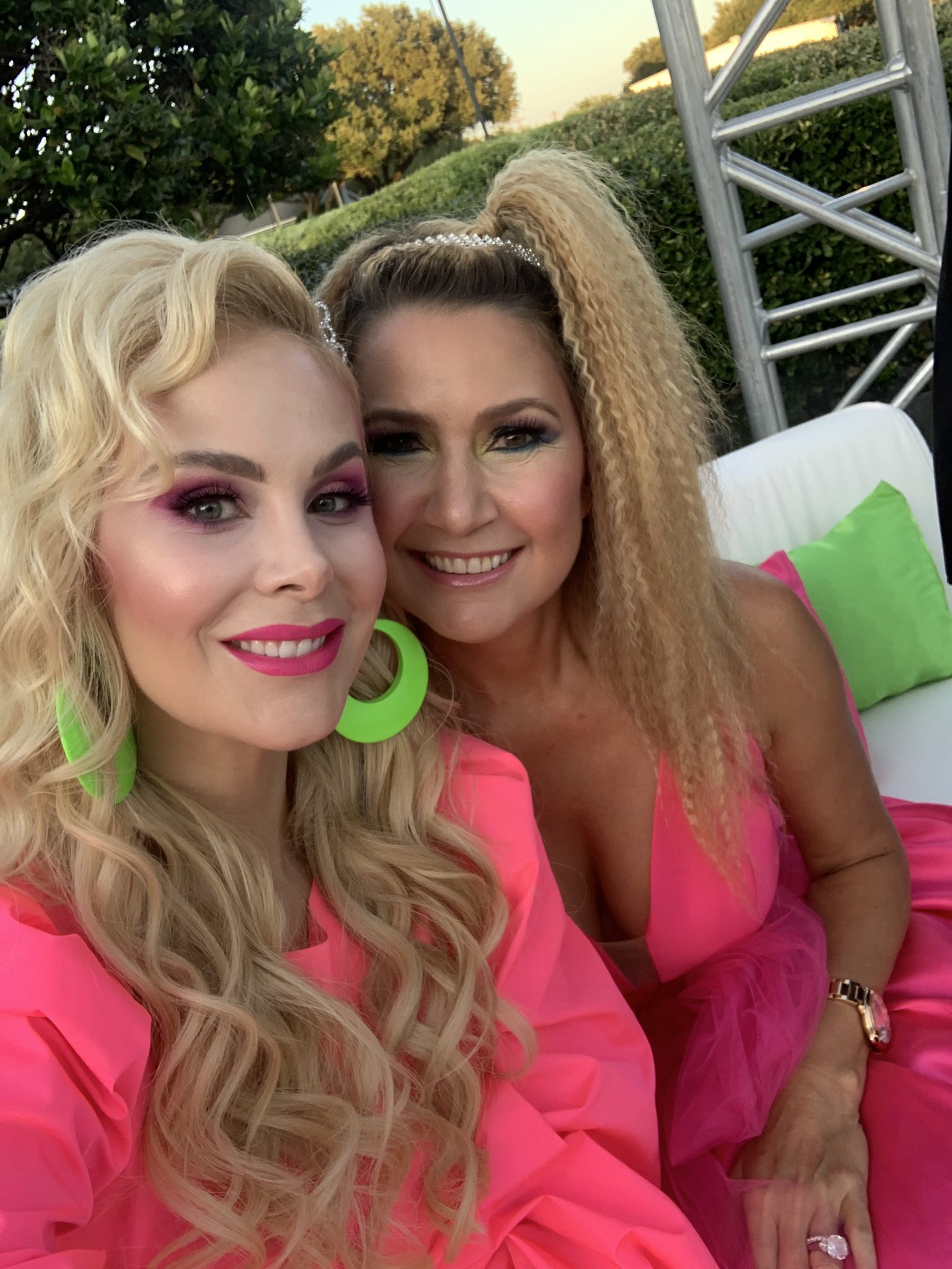 Kameron Westcott takes selfie with Kary Brittingham in 1980s outfits.