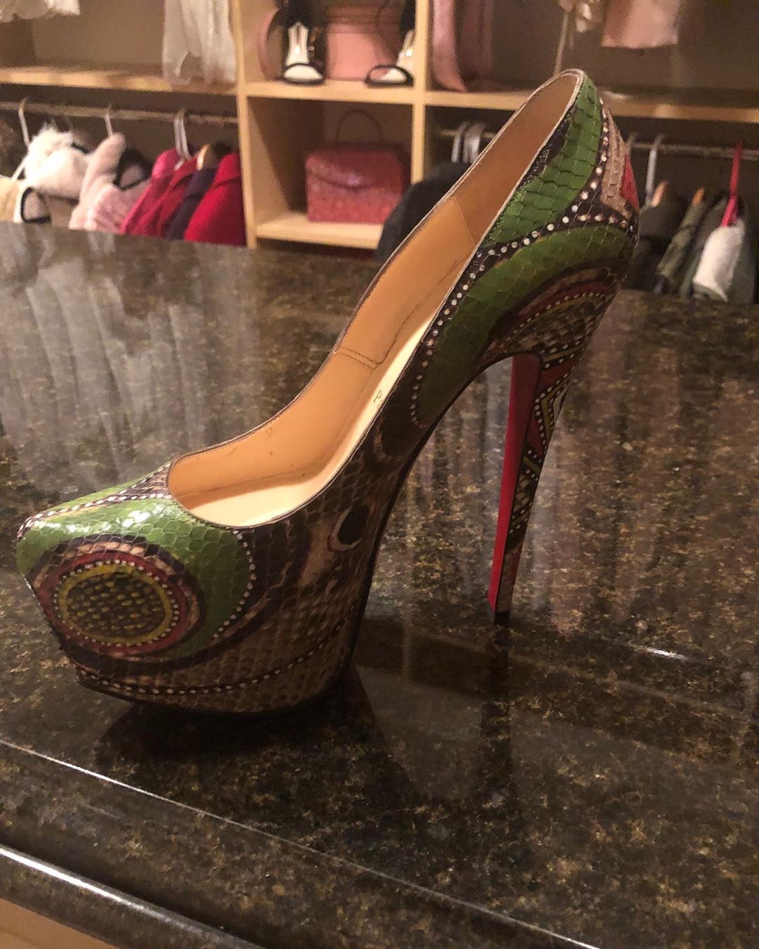 snakeskin red bottom heels