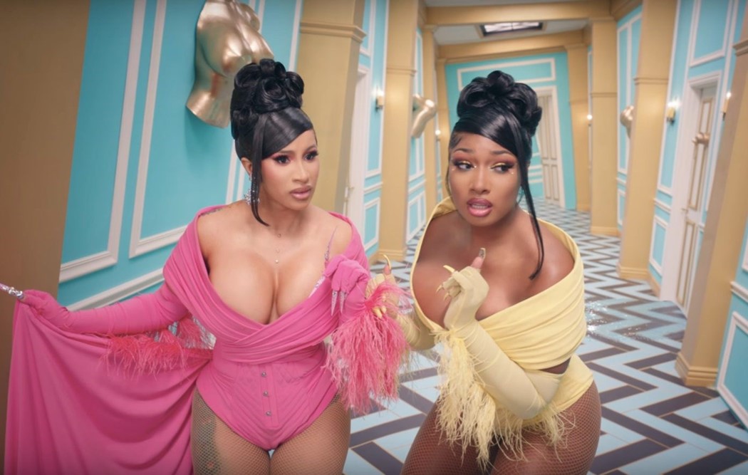 Cardi and Megan in the visuals for their 2020 collab hit single.