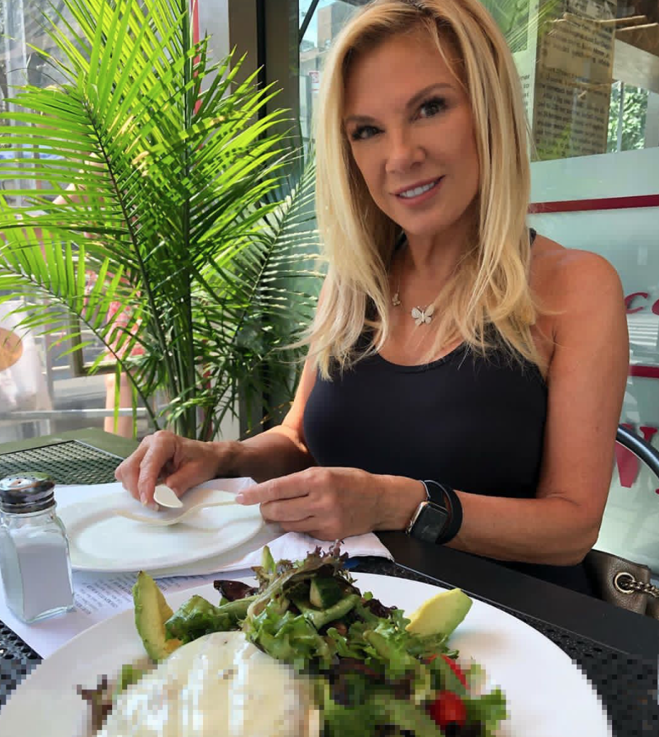 Ramona Singer enjoys a yummy salad.