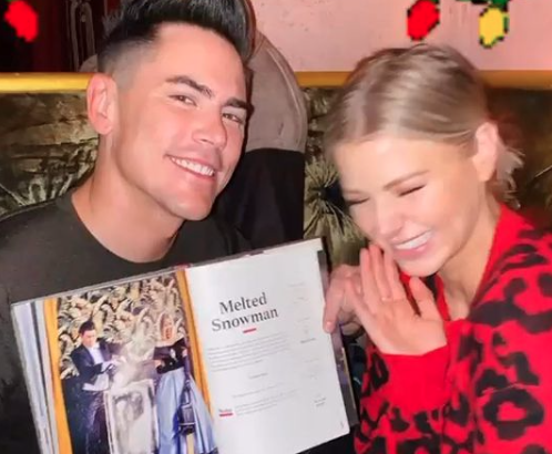 Tom Sandoval and Ariana Madix show off their cocktail book.