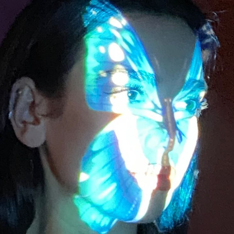 Dua Lipa with butterfly on face