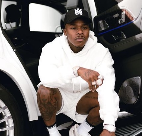 DaBaby inside his Mercedes-Benz.