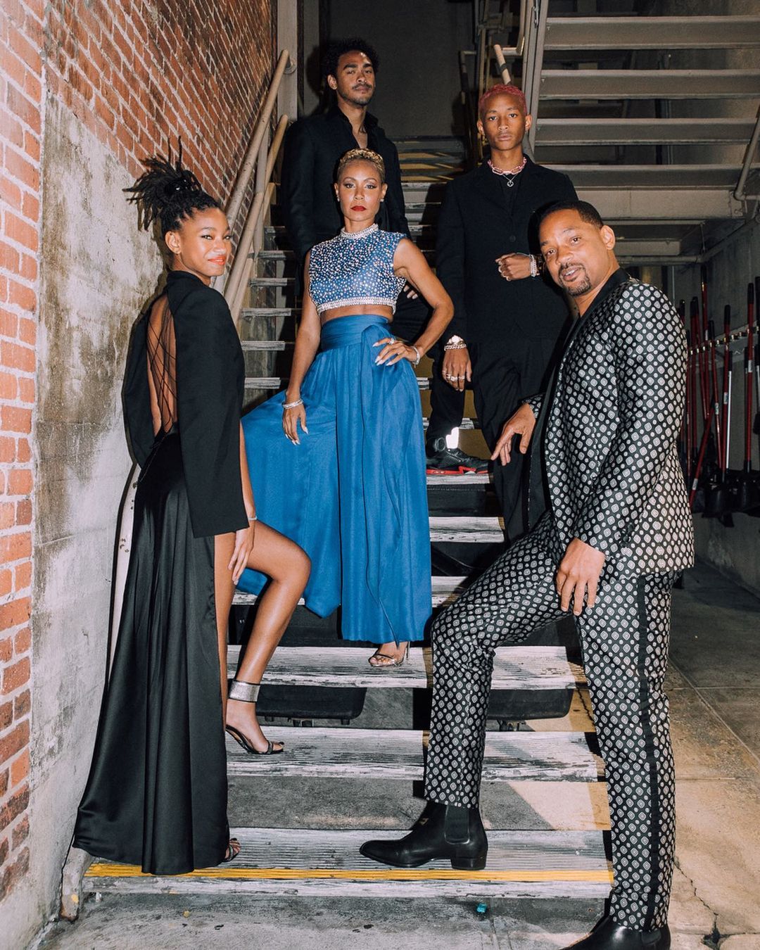 A family photo showing Will Smith and Jada Pinkett Smith, with their children, Willow and Jaden.