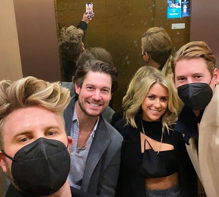 Justin Anderson takes a selfie with Craig Conover, Kristin Cavallari, and Austen Kroll in an elevator.