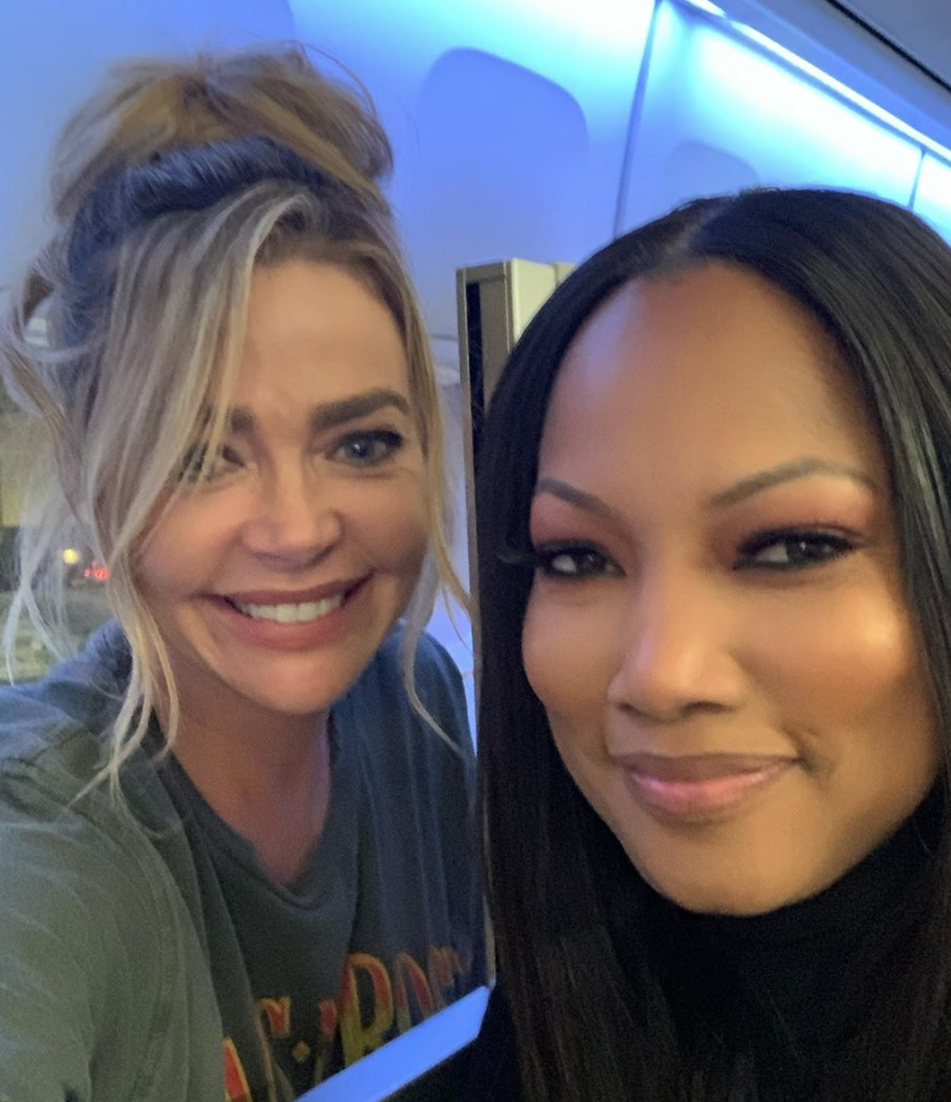 Denise Richards on a plane with 'RHOBH' cast mate Garcelle Beauvais.