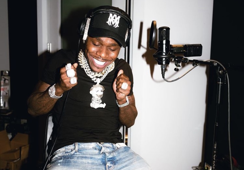 DaBaby showing excitement while in the studio.