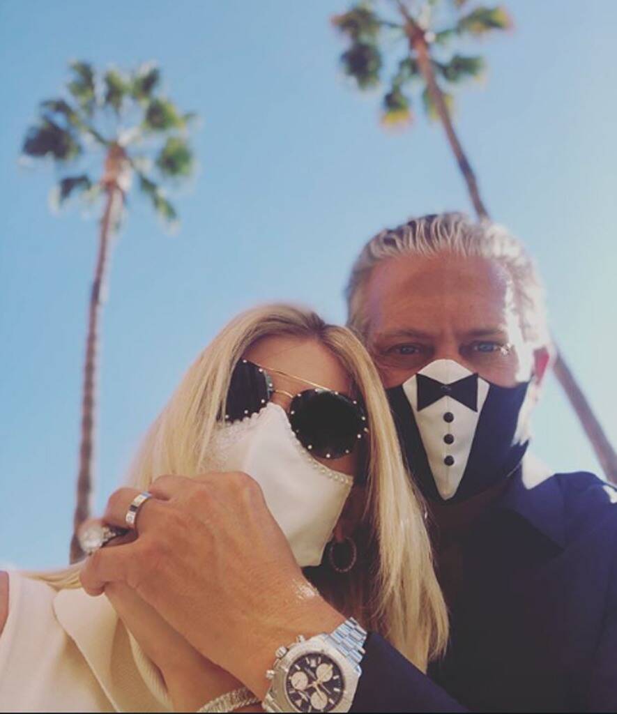 Lesley Cook and David Beador wear masks to wedding.