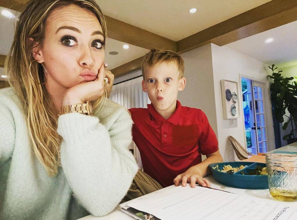 Hilary Duff taking a selfie with her son