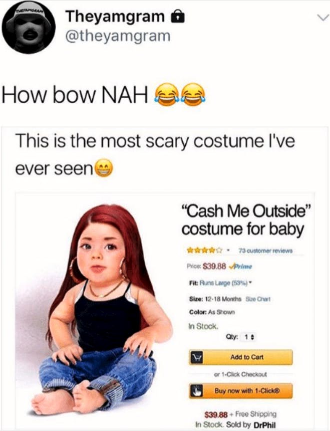 cash me outside baby costume