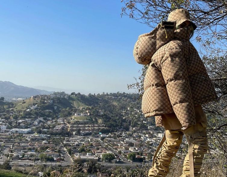 Billie Eilish in brown outfit