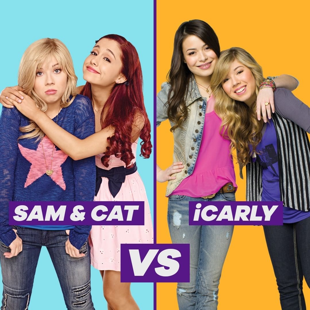 A picture showing a mix of two TV series, 'Sam and Cat,' and 'iCarly.'