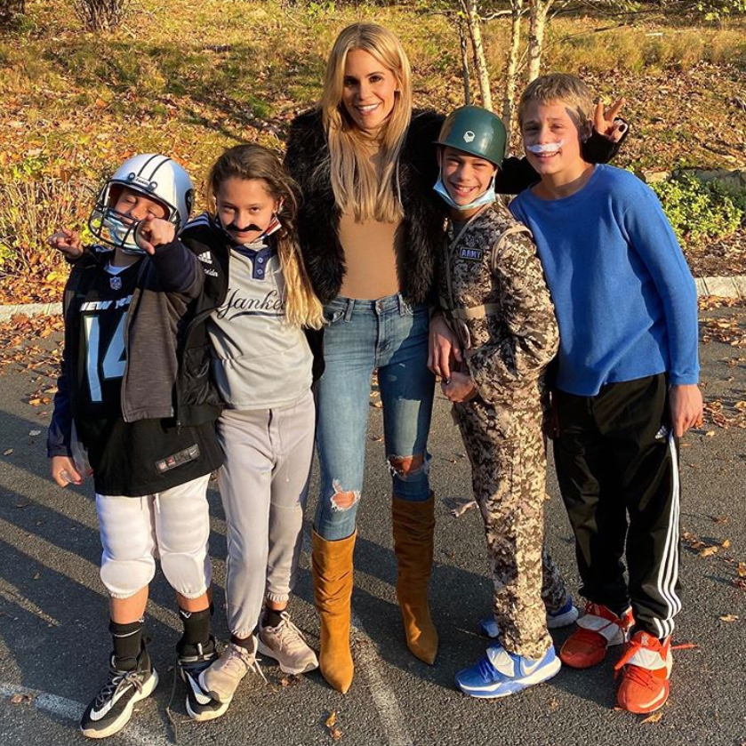 Jackie Goldschneider plays outside with her kids.