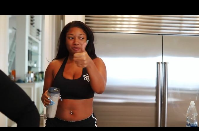 Megan Thee Stallion wearing workout bra