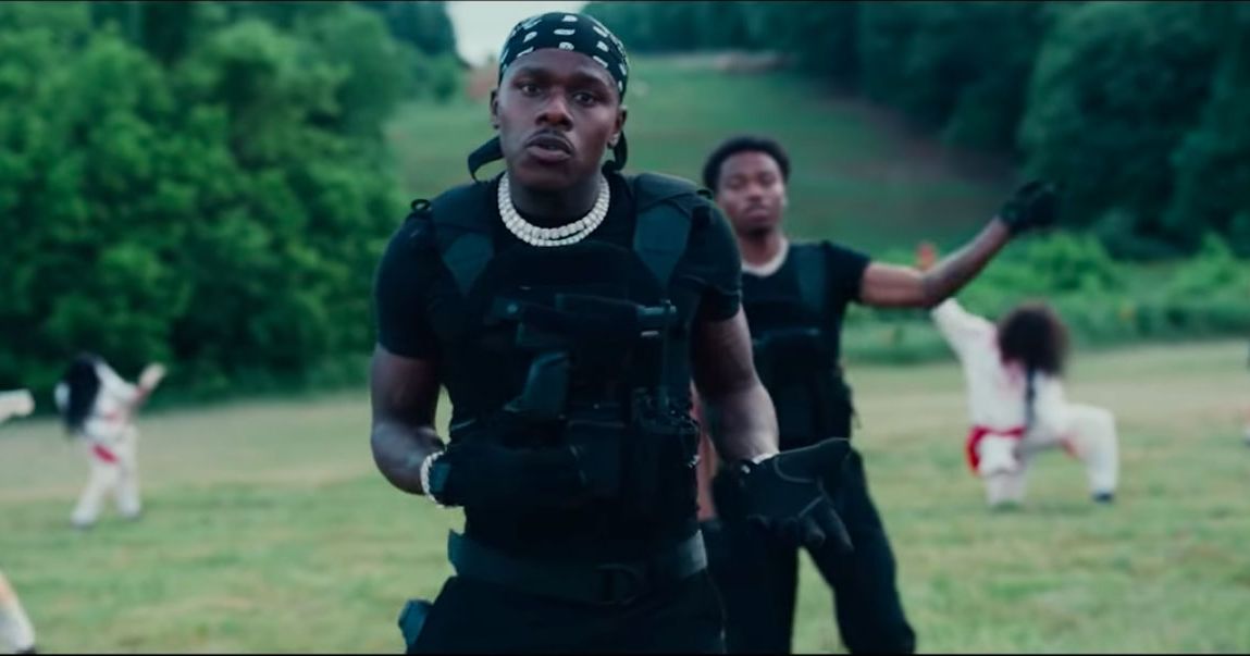 DaBaby and Roddy in the visuals for 'Rockstar.'