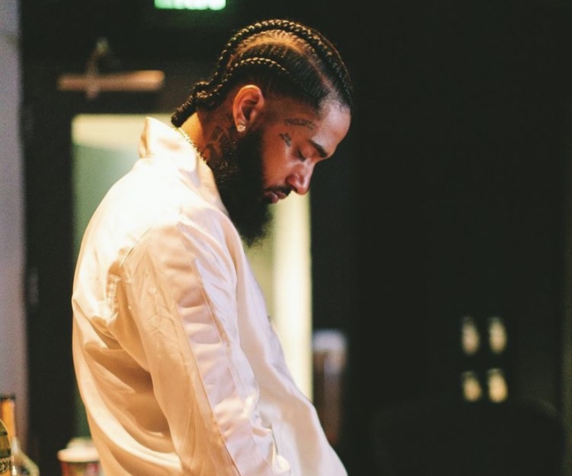 Nipsey focused in the studio.