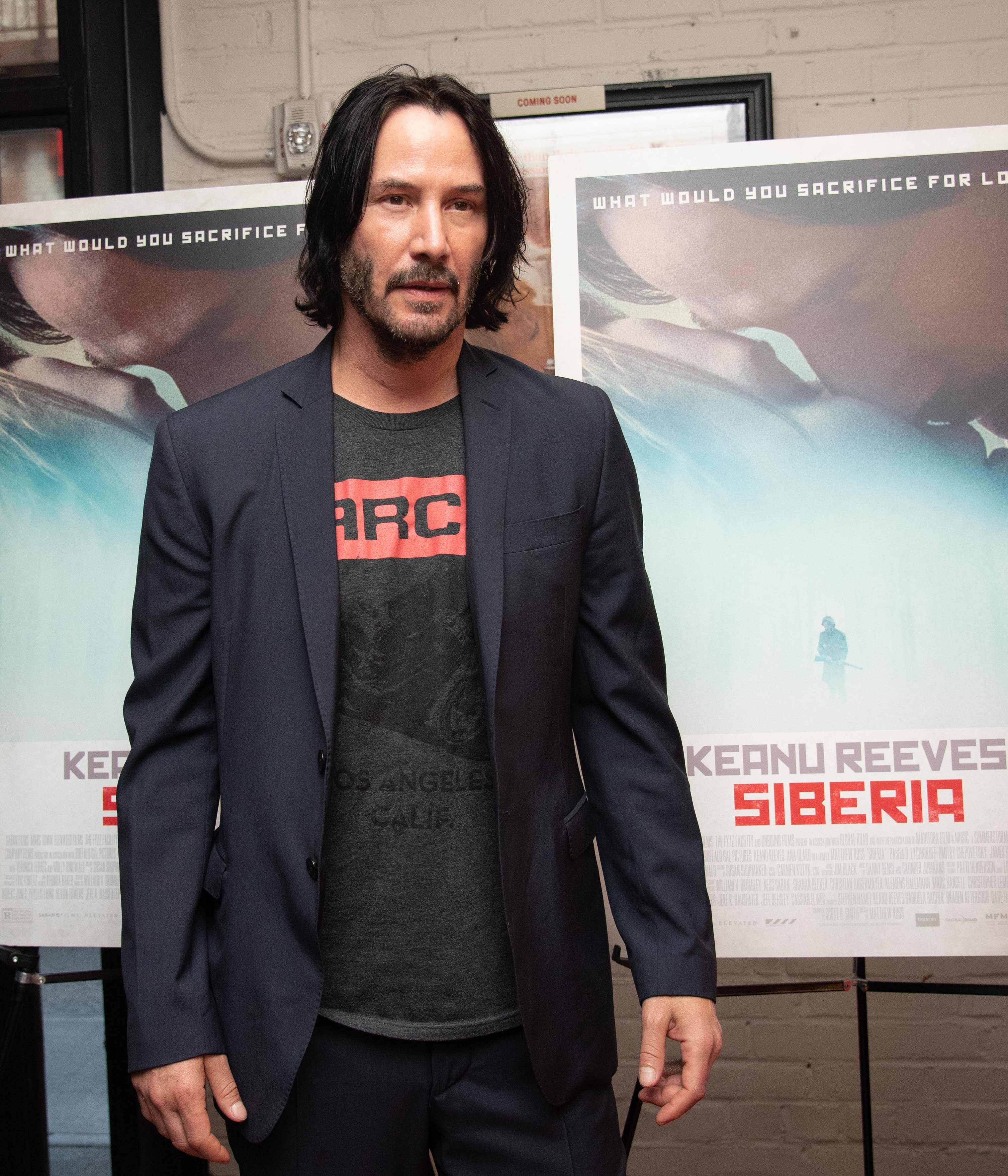 Ain incredible photo showing Keanu Reeves at NY Screening of Siberia Metrograph.