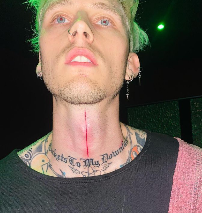 Machine Gun Kelly's new neck tattoo is bloody