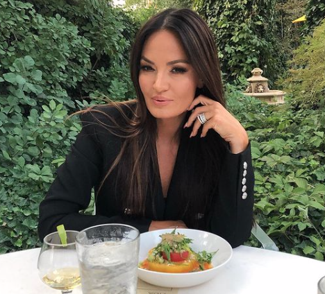 Lisa Barlow wears a black blazer to lunch.