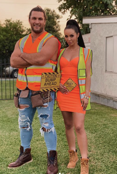 Scheana Marie and Brock Davies enjoy a construction-themed Halloween.