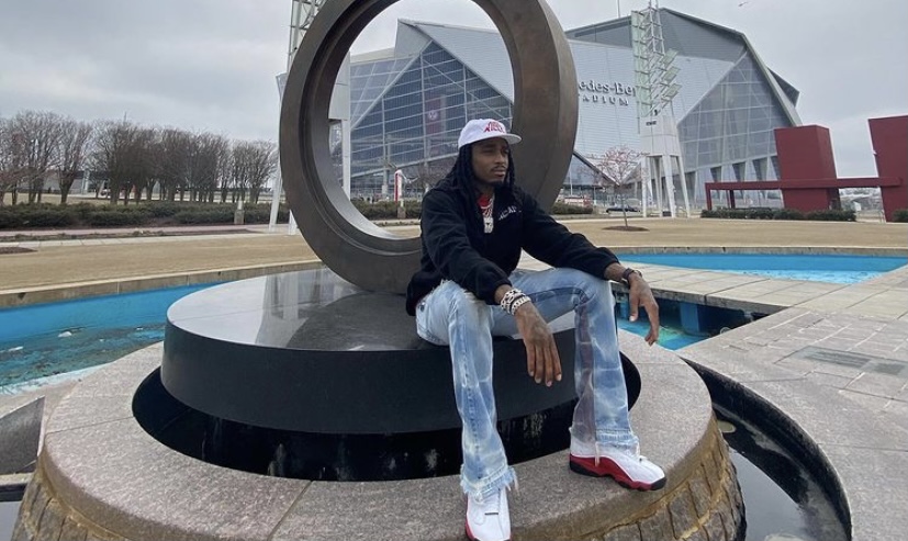 Quavo by Mercedes-Benz Stadium in Atlanta.