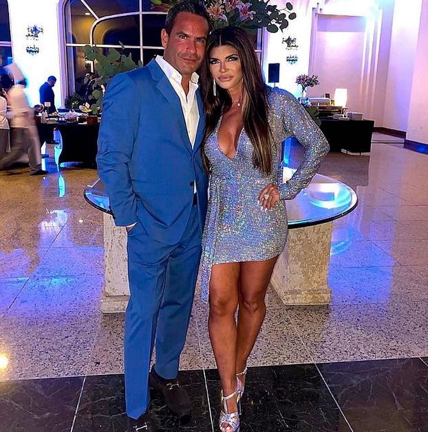 Teresa Giudice wears a blue sparkling dress with boyfriend Luis Ruelas.