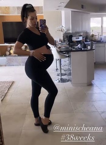 Scheana Shay shows off her baby bump at 38 weeks.