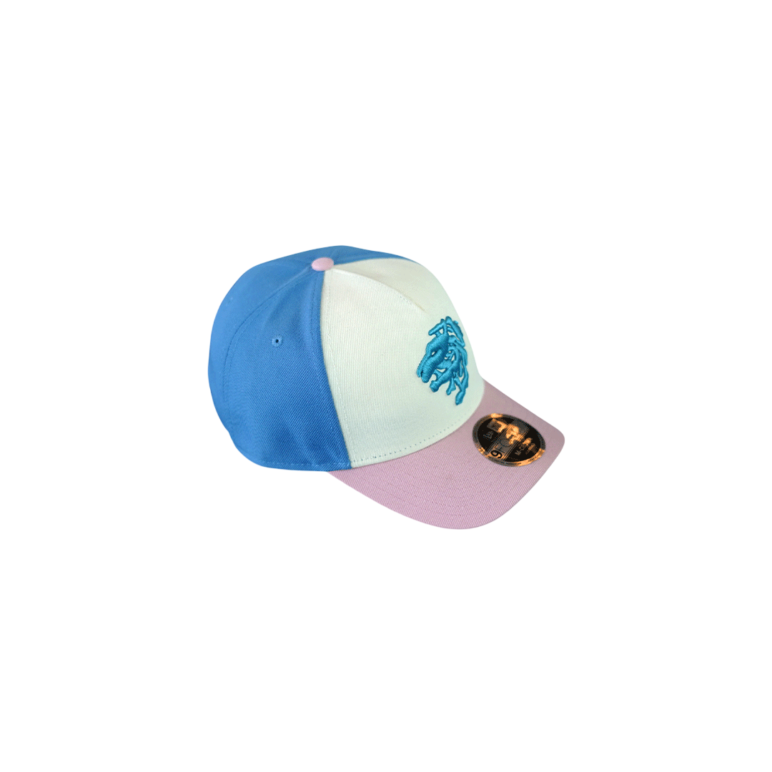 Gorra azul/beige/rosa curv imagen 3